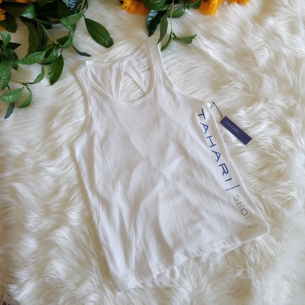 Tahari Sport Twisted Open Back Tank Top